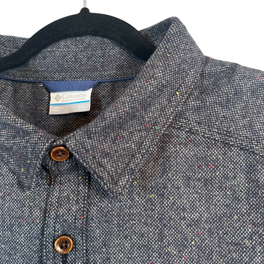 Columbia Sage Butte Long Sleeve Shirt Jacket Shacket Mens XXL Blue Confetti Wool - Picture 6 of 12